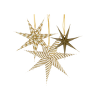 Set Of 3 Gilded Paper Star Christmas Decorations
