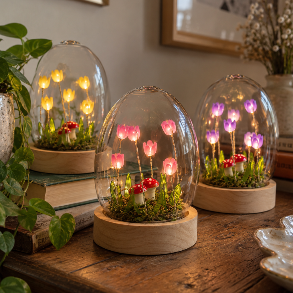 Flower Dell LED Glass Dome Light