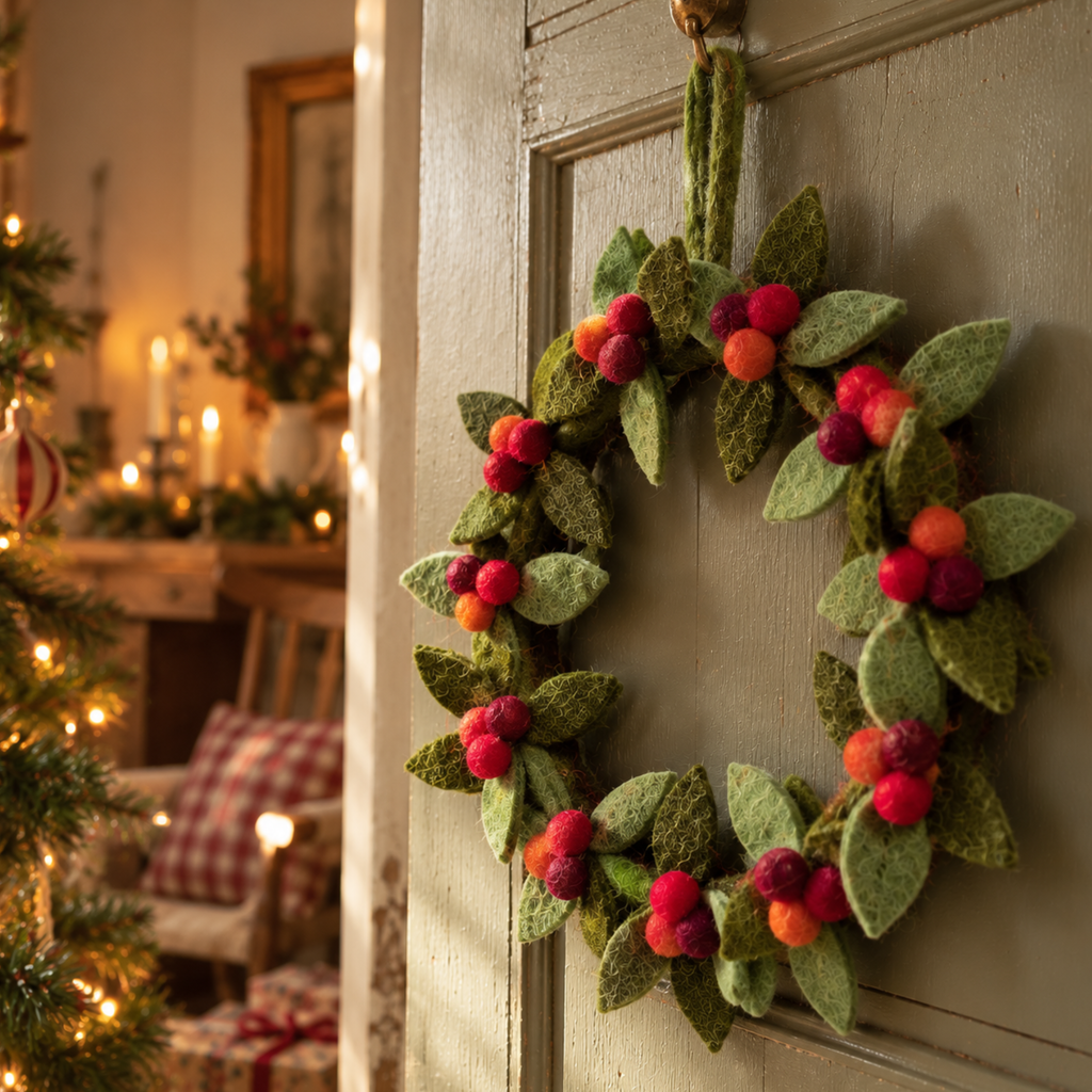 Handmade Felt Christmas Berry Wreath