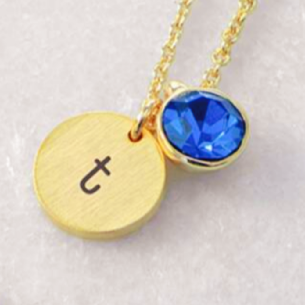 Personalised Monogram Gold Birthstone Necklace