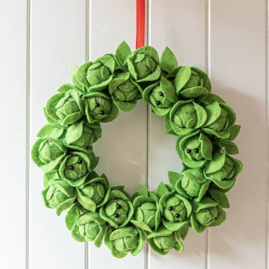 Brussels Sprout Felt Christmas Wreath