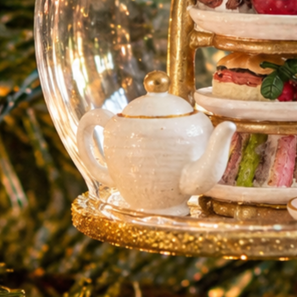 Personalised Afternoon Tea Glass Dome Christmas Bauble
