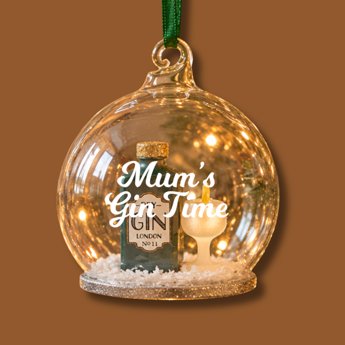 Personalised Gin and Tonic Glass Dome Christmas Bauble