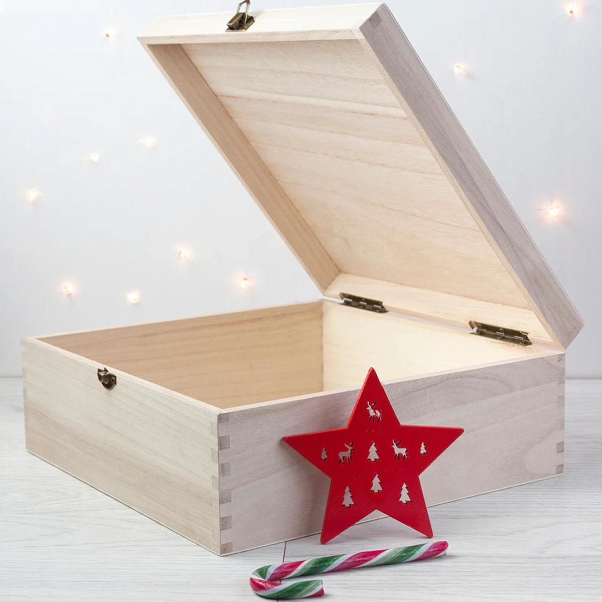 Personalised Festive Woodland Green Christmas Eve Box