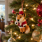 Handmade Felt Santa Fox Christmas Decoration