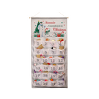 A personalized Christmas advent calendar hanging on a white wall. The calendar features a printed header with a snowman, Christmas tree, and the text 'Ronnie Countdown to Christmas' with 'Southton' underneath.