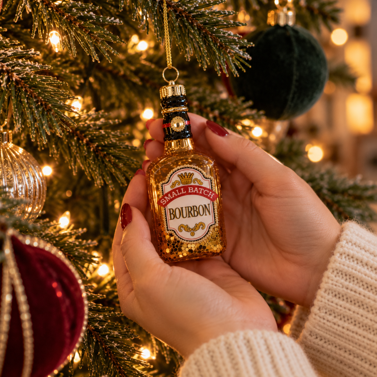 Bourbon Whiskey Bottle Christmas Bauble