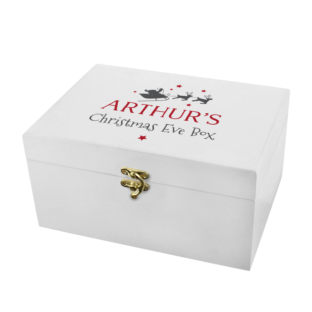 Personalised Christmas Eve White Wooden Box