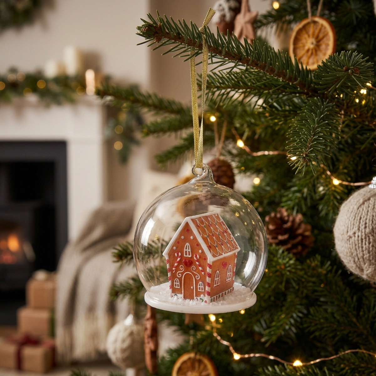 Personalised Gingerbread House Dome Christmas Bauble
