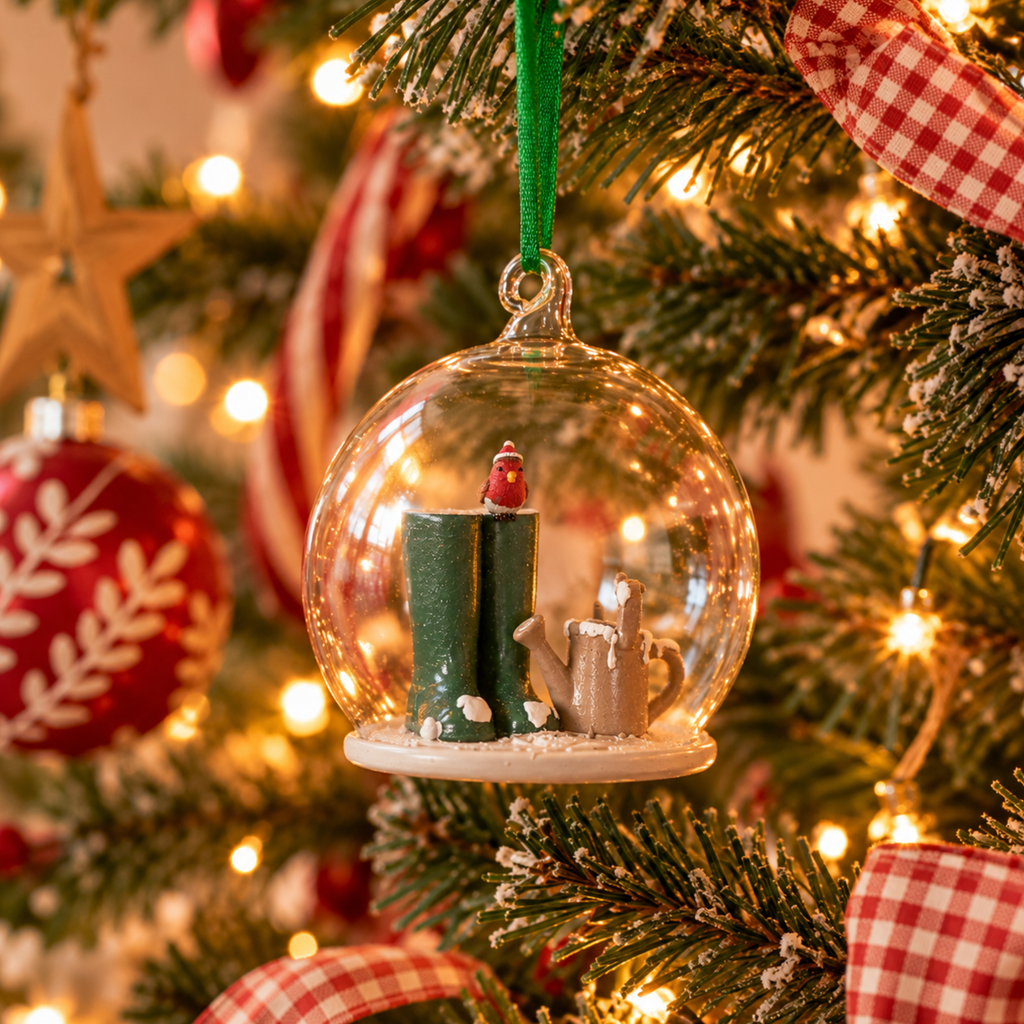 Personalised Glass Dome Gardener Christmas Decoration