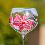 Hand-Painted Lilies Gin Glass
