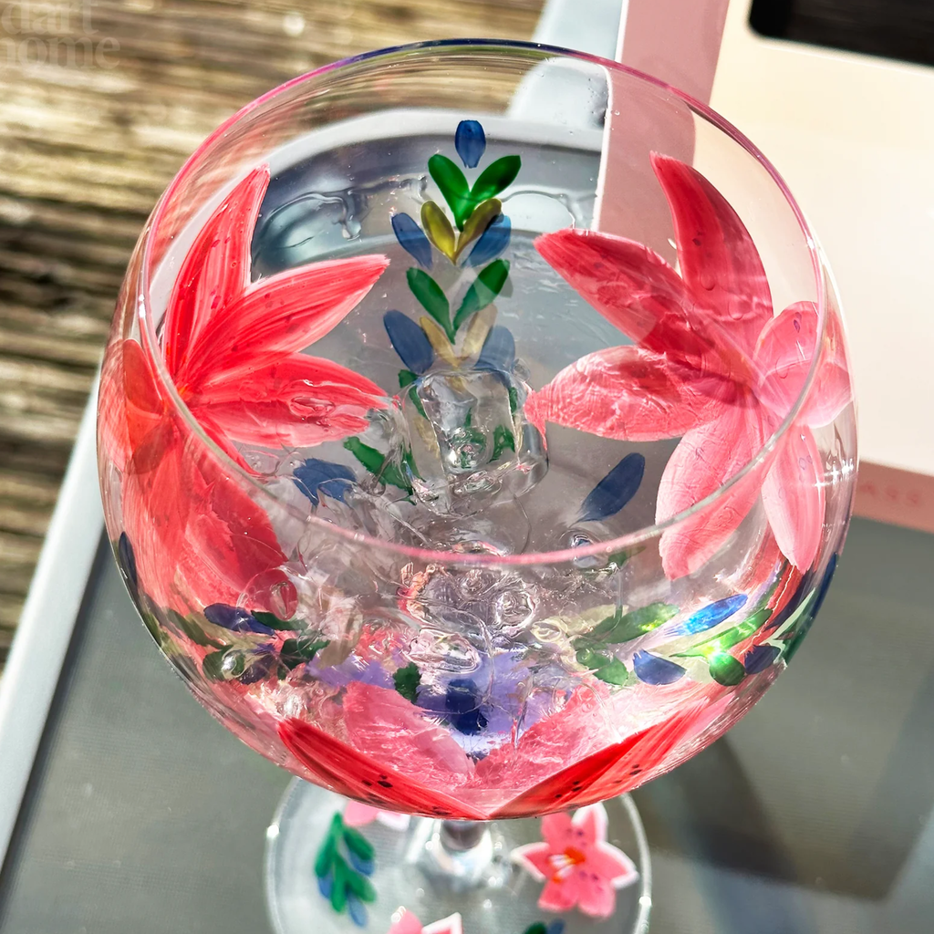 Hand-Painted Lilies Gin Glass