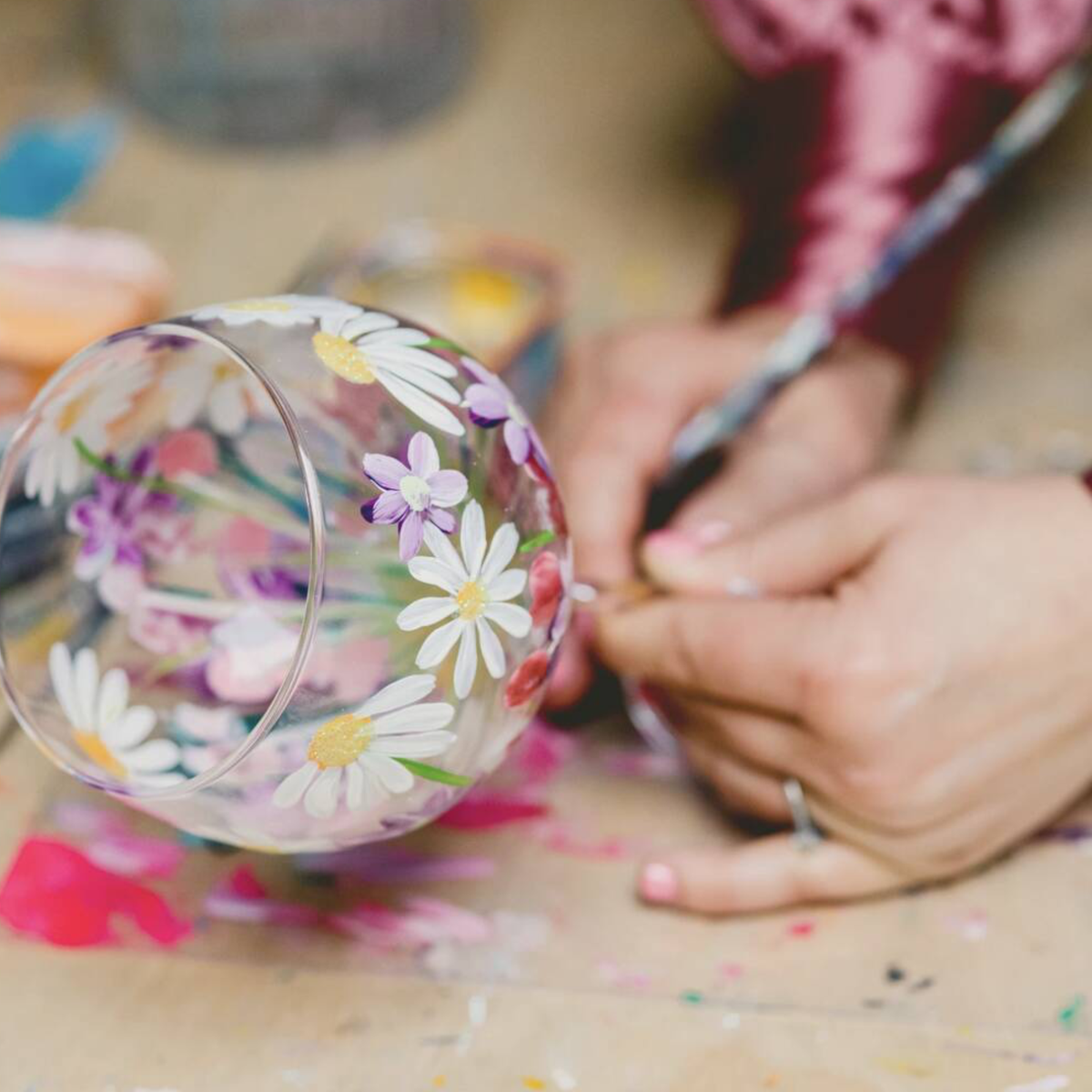 Hand-Painted Lilies Gin Glass