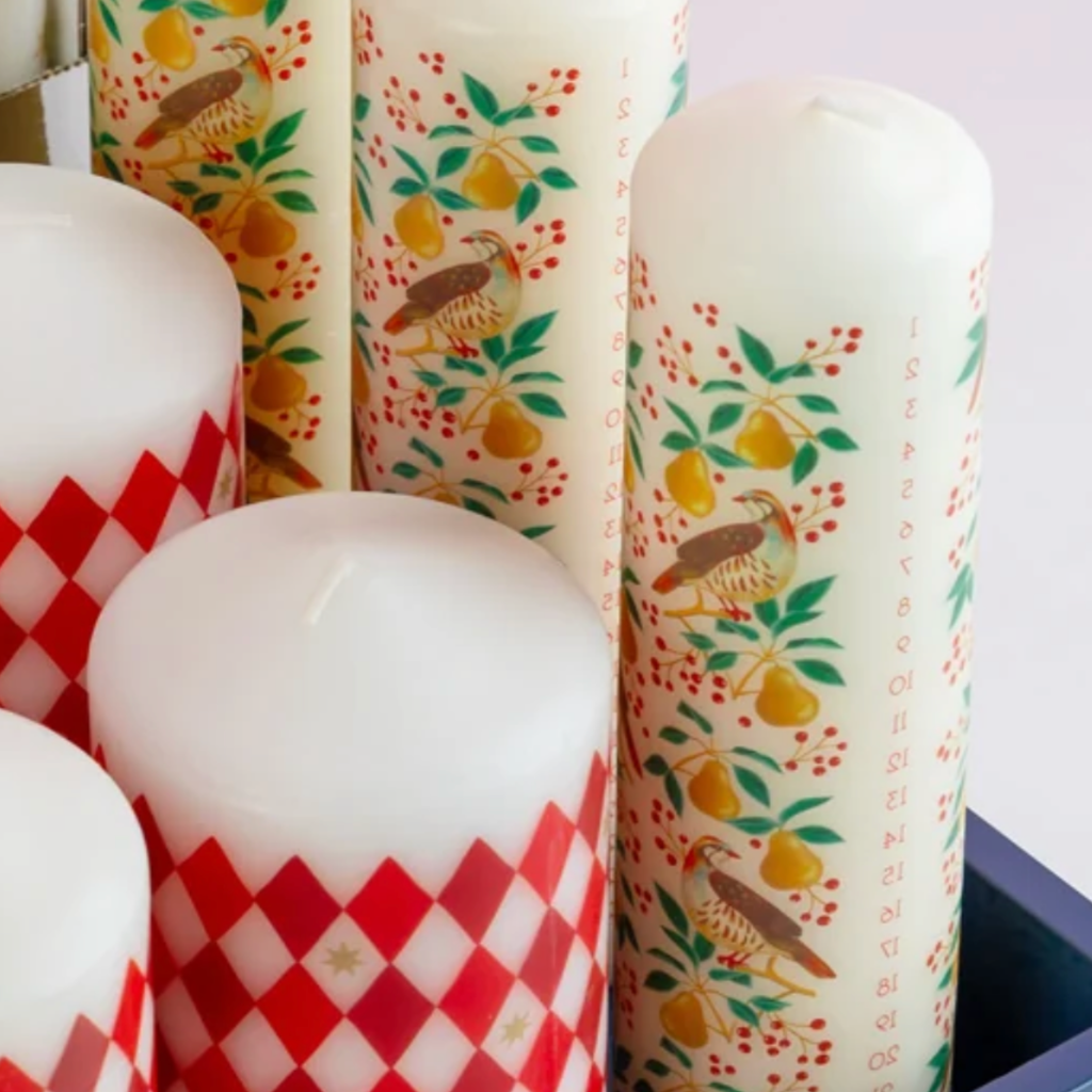 Partridge & Pear Advent Pillar Candle