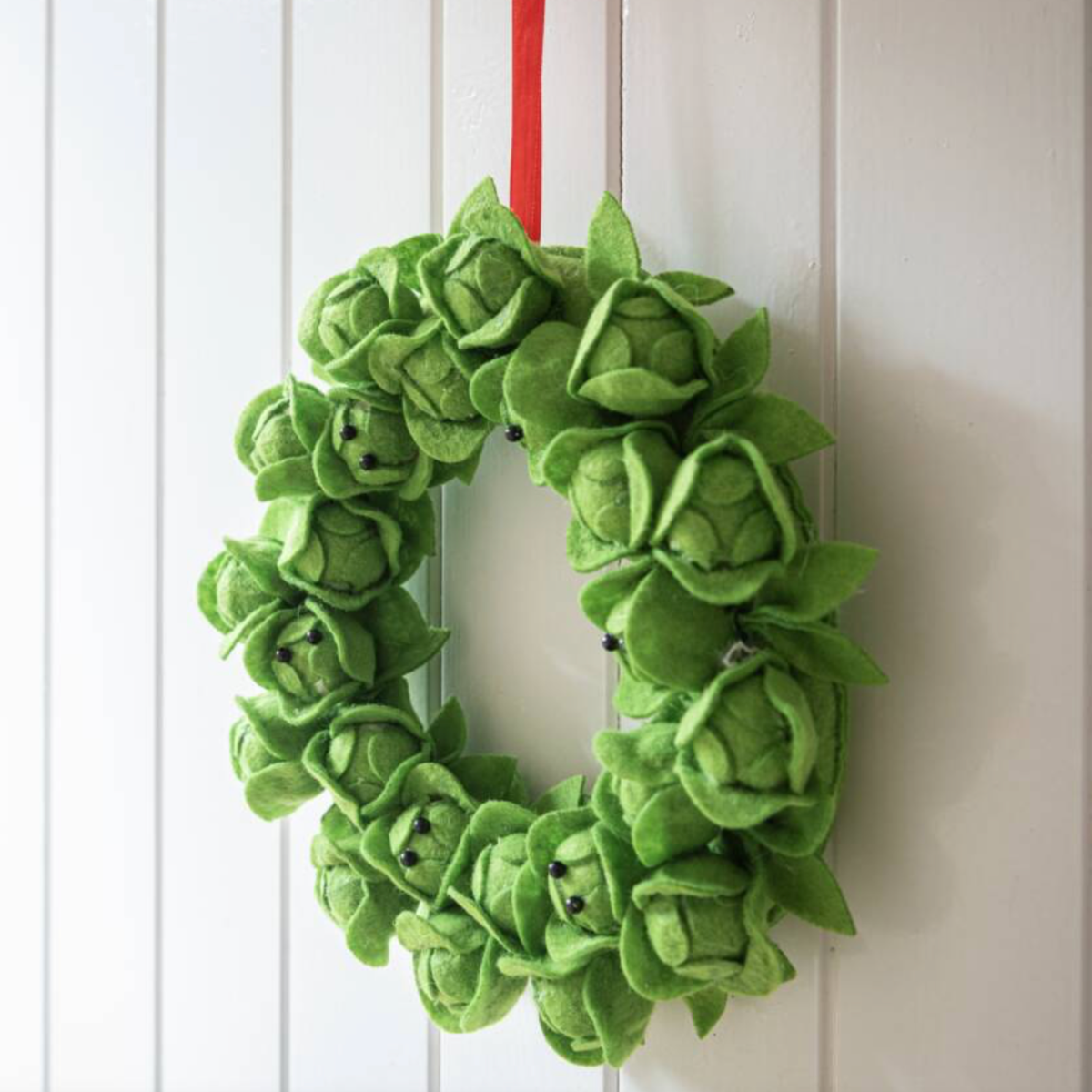 Brussels Sprout Felt Christmas Wreath
