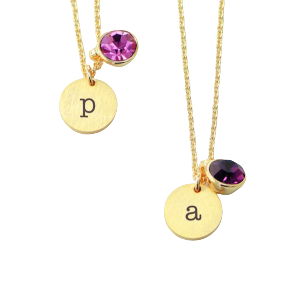 Personalised Monogram Gold Birthstone Necklace