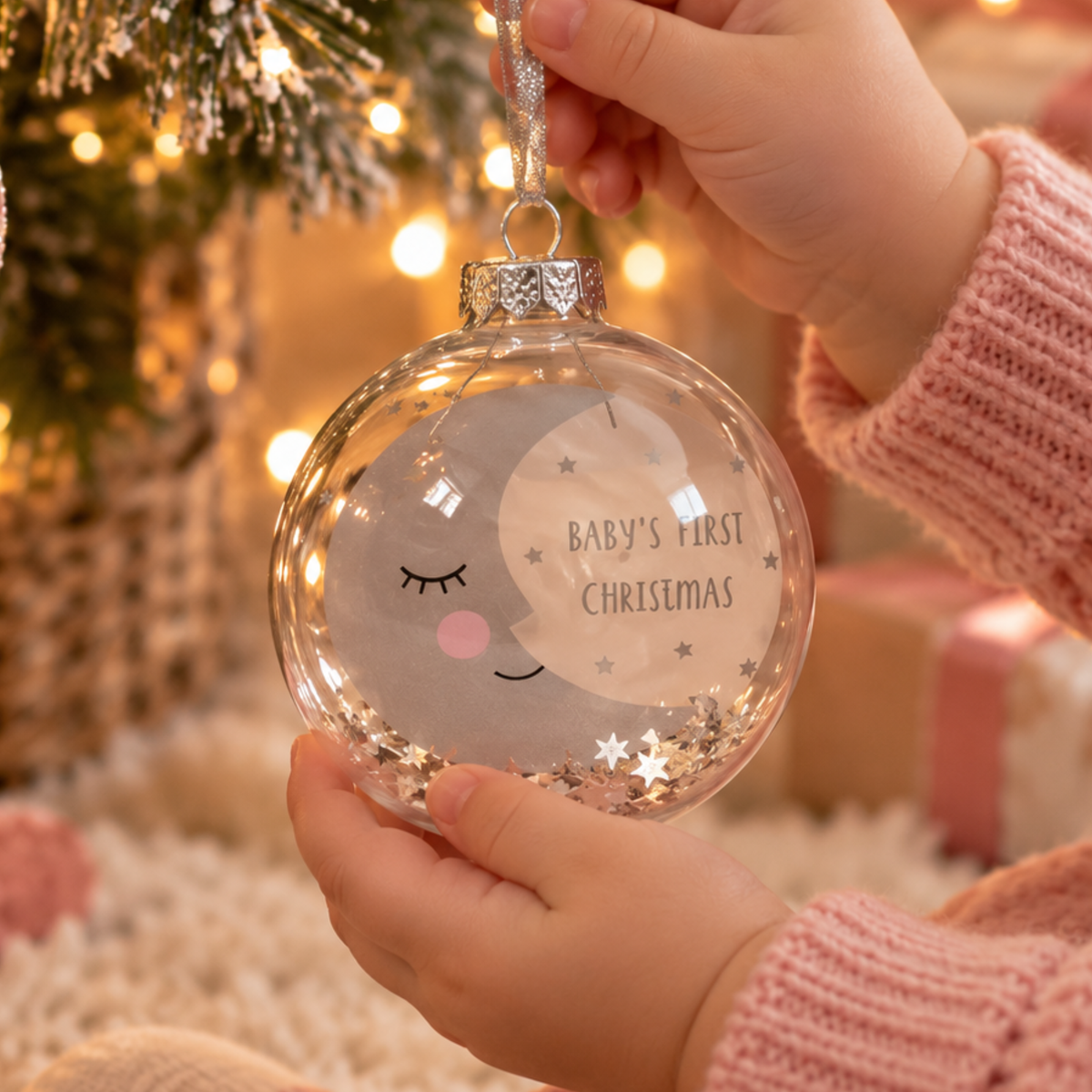 Baby's First Christmas Moon and Stars Bauble