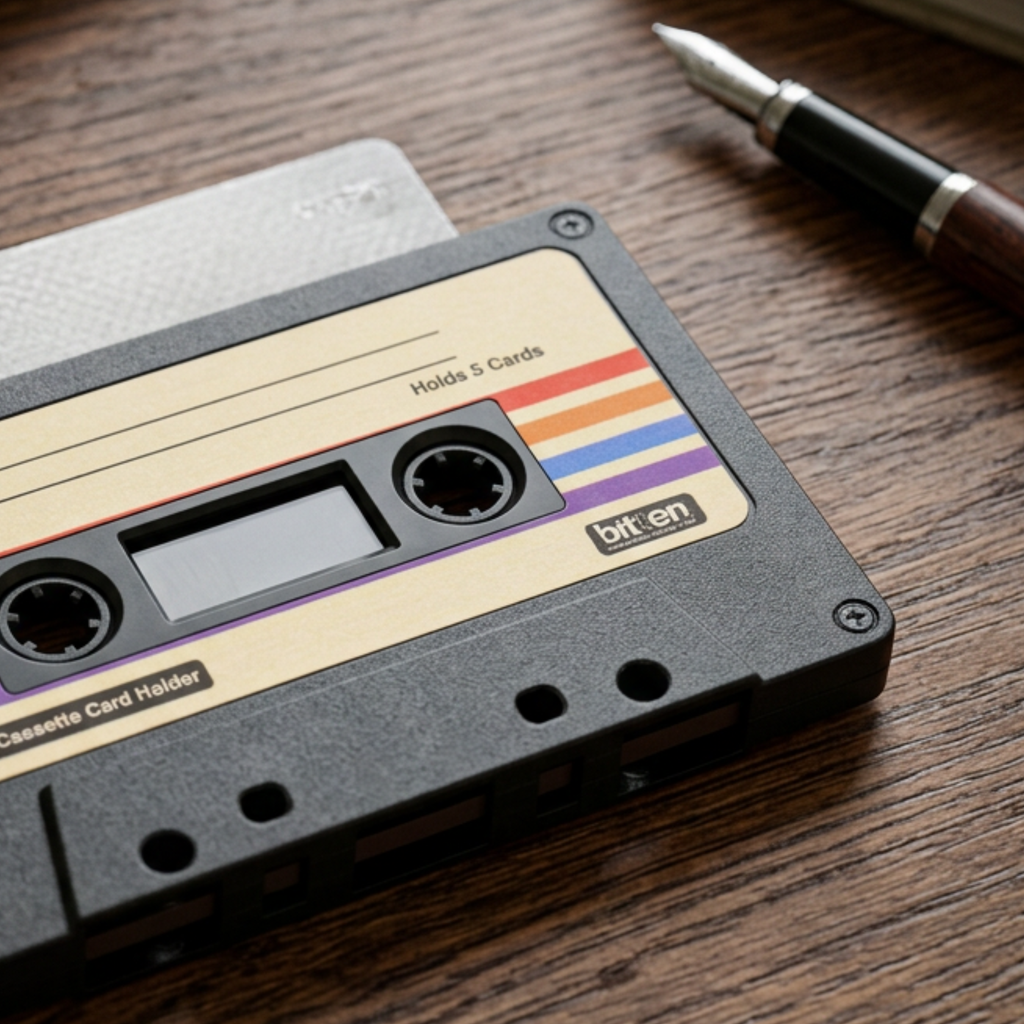 Black Cassette Card Holder Retro RFID Wallet