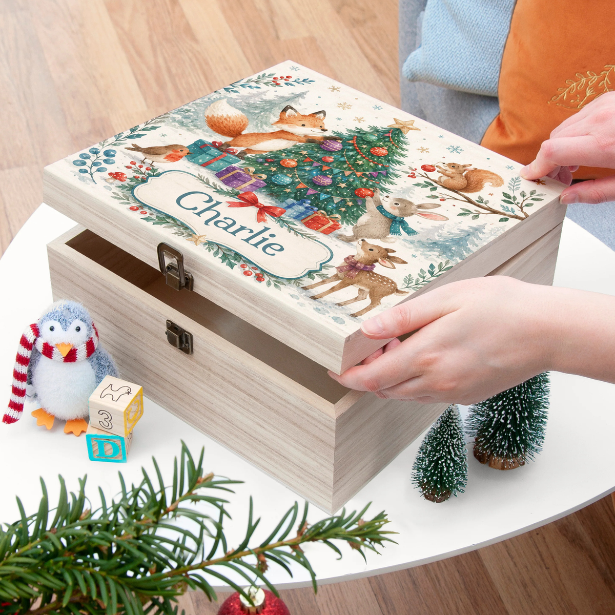 Personalised Woodland Animals Christmas Box