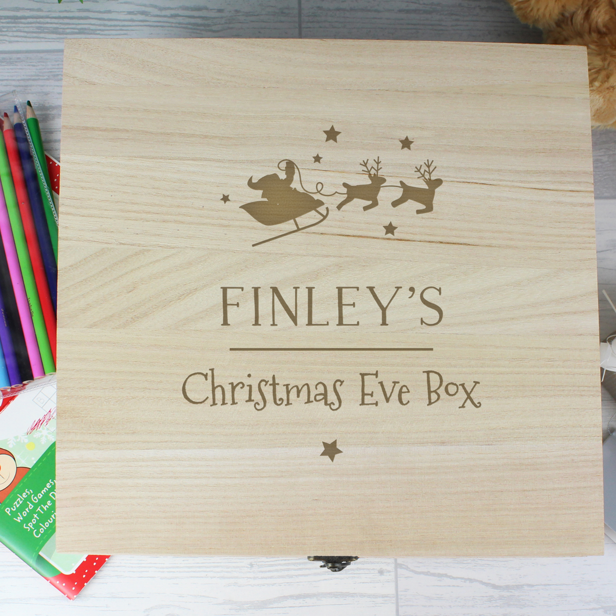 Personalised Large Wooden Christmas Eve Box