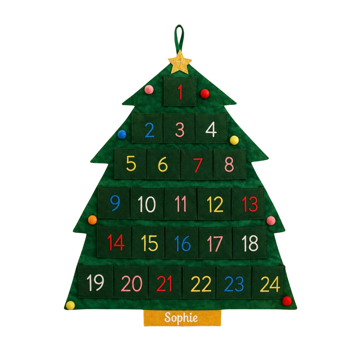 Personalised Fabric Christmas Tree Advent Calendar