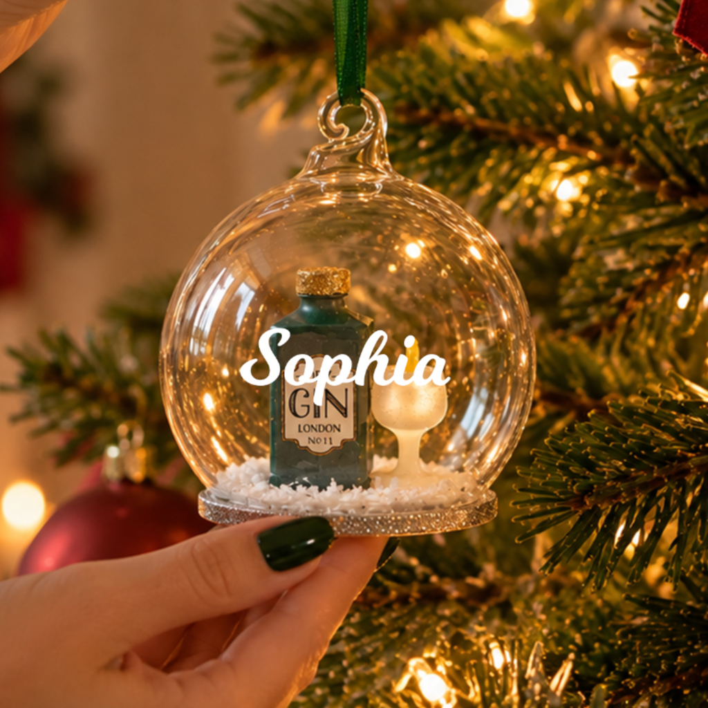 Personalised Gin and Tonic Glass Dome Christmas Bauble