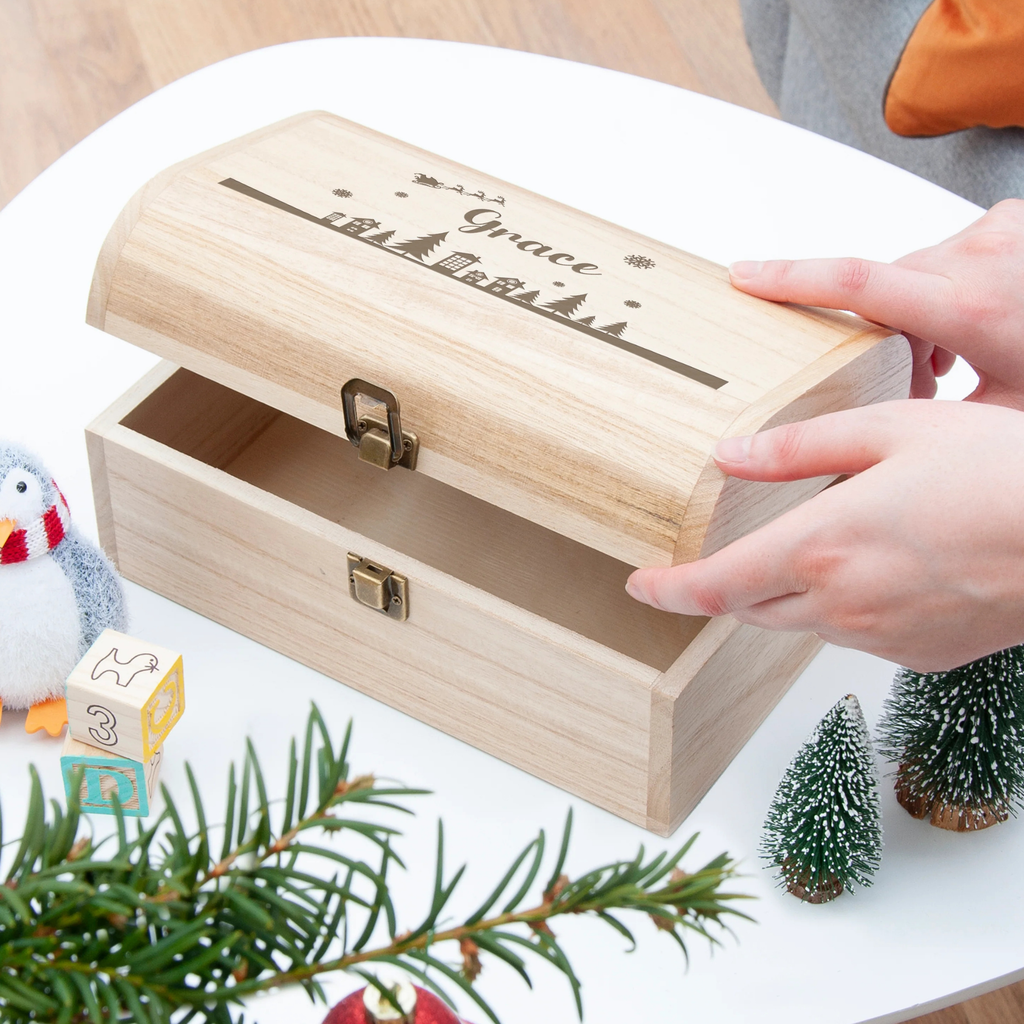 Personalised Christmas Scene Keepsake Chest