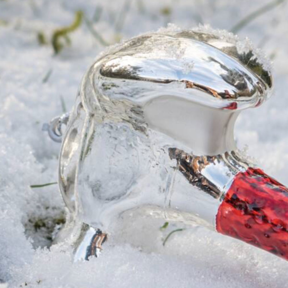 Red and Silver Hammer Glass Christmas Bauble