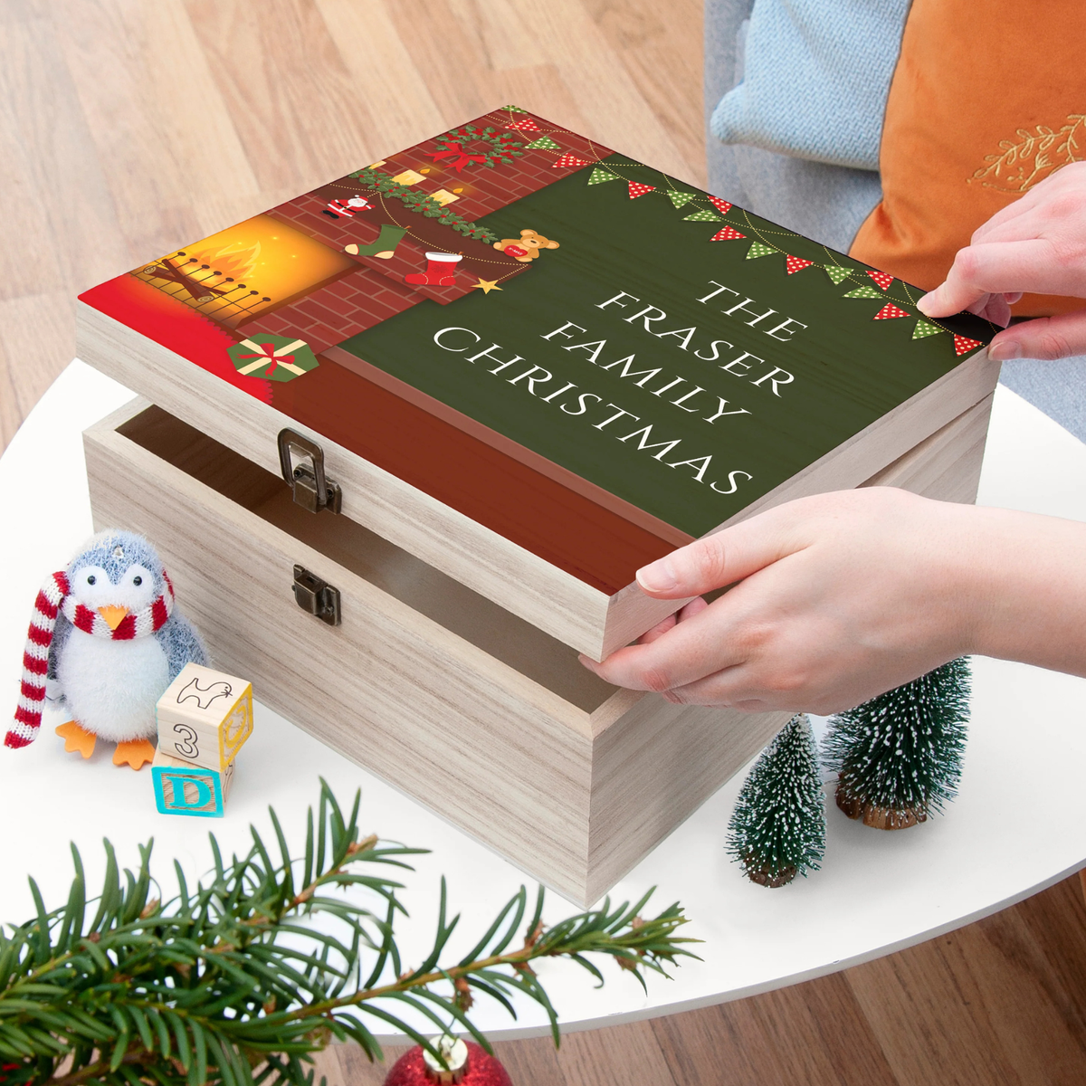 Personalised Fireplace Christmas Eve Box