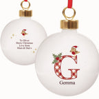 Personalised Initial Little Robin Bauble