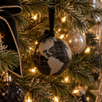 Black and Silver Globe Christmas Bauble