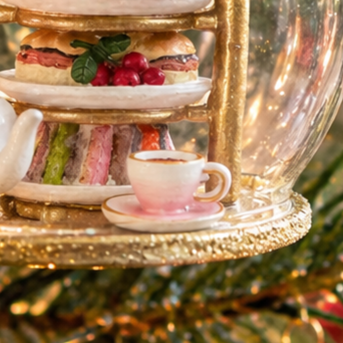 Personalised Afternoon Tea Glass Dome Christmas Bauble