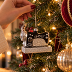 Sparkly Retro Sewing Machine Glass Christmas Bauble