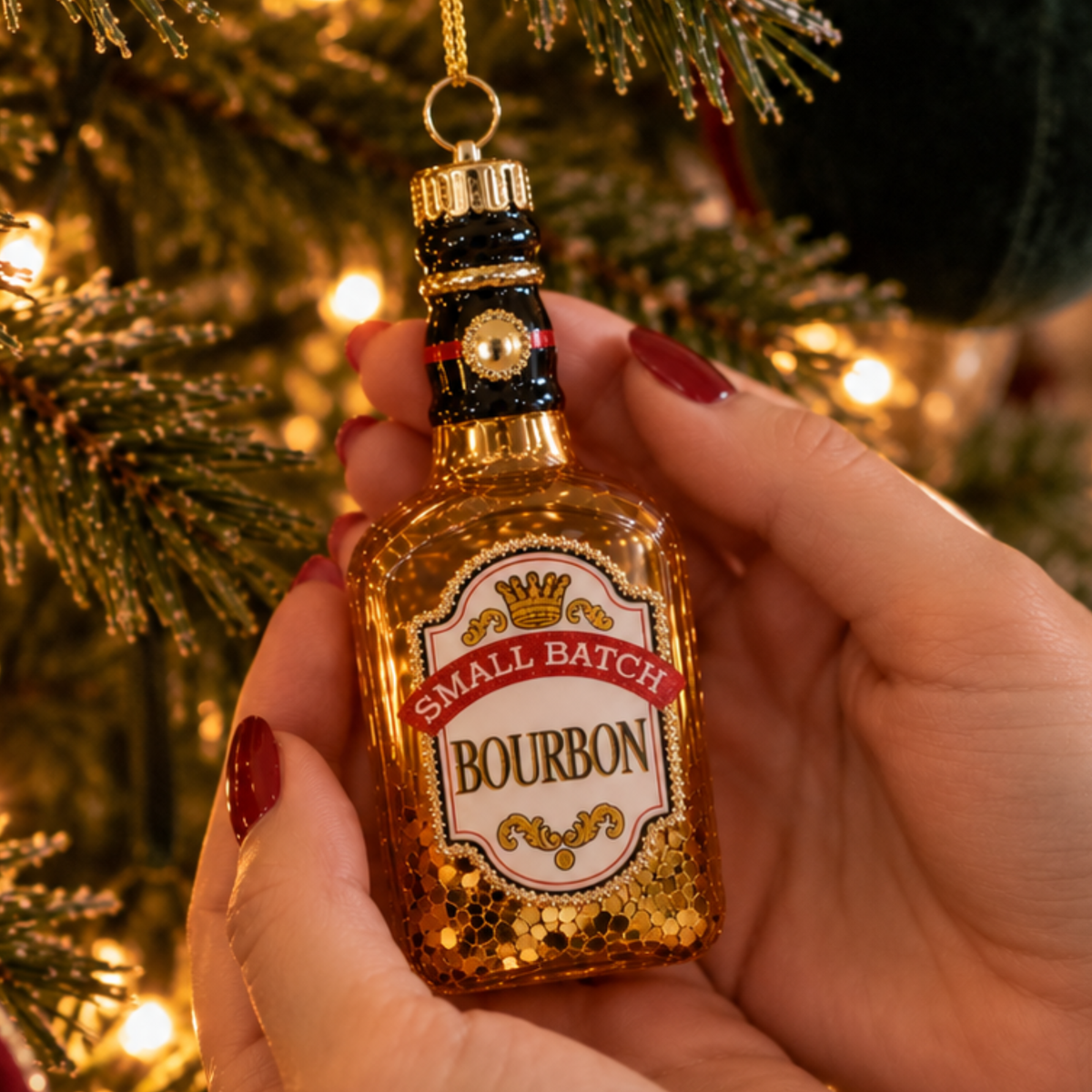 Bourbon Whiskey Bottle Christmas Bauble