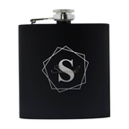 Personalised Geometric Initial Black Hip Flask