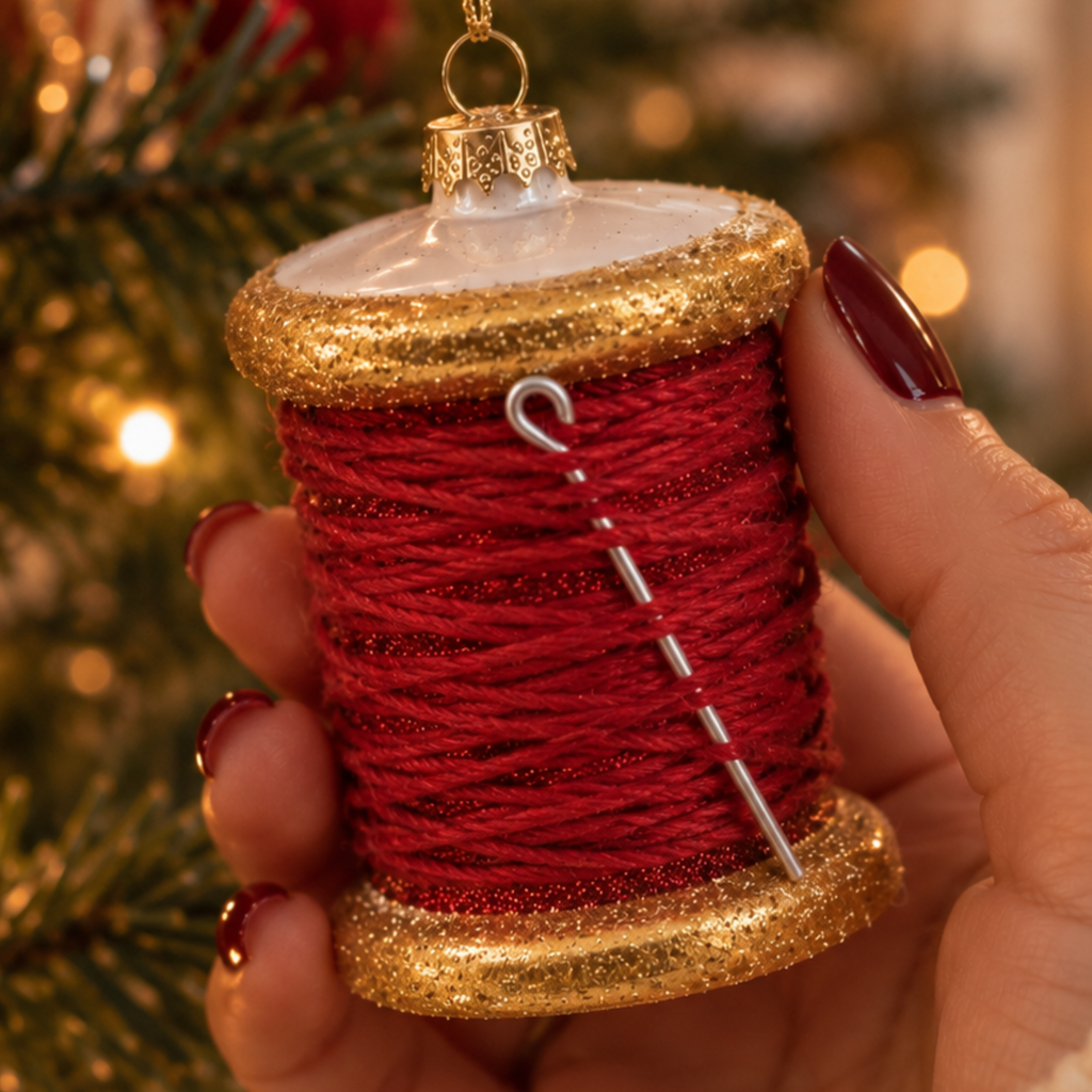 Thread Spool Glass Christmas Bauble