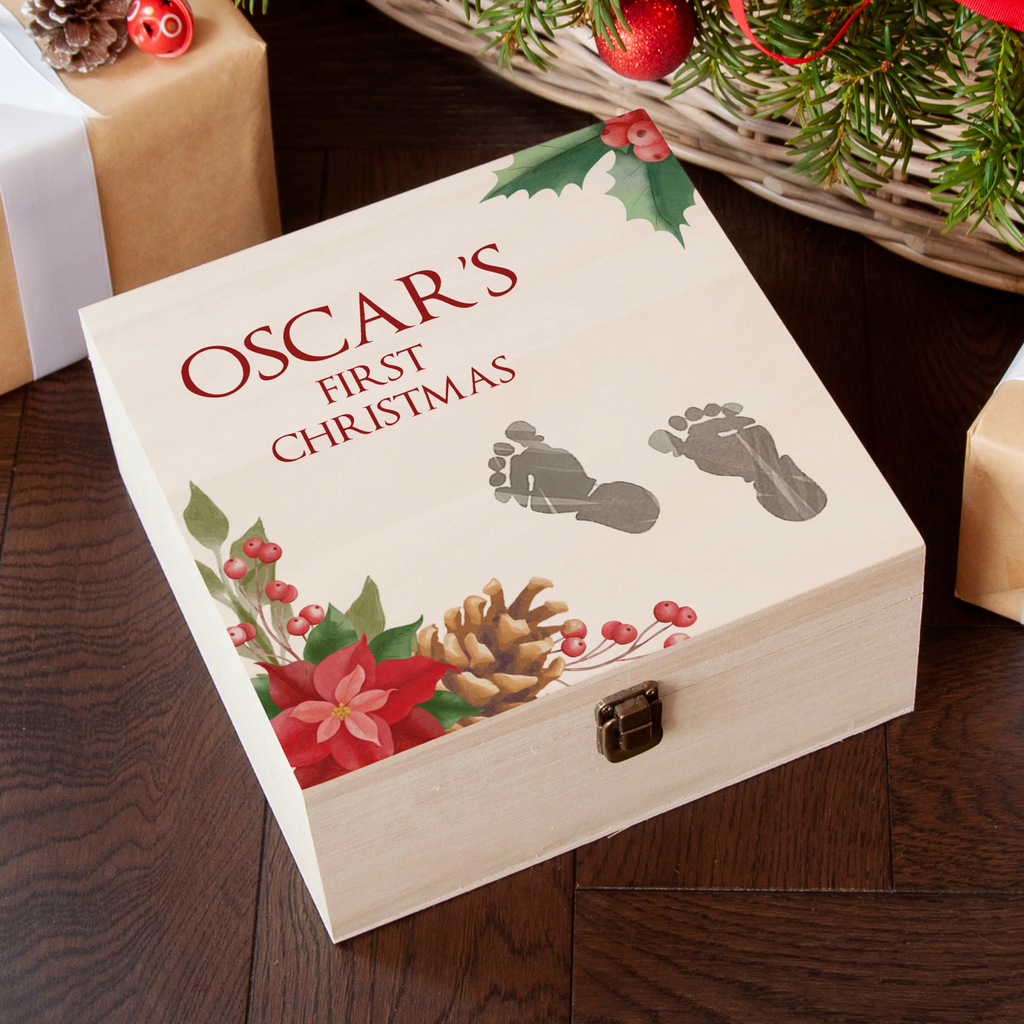 Personalised Baby's First Christmas Memento Box