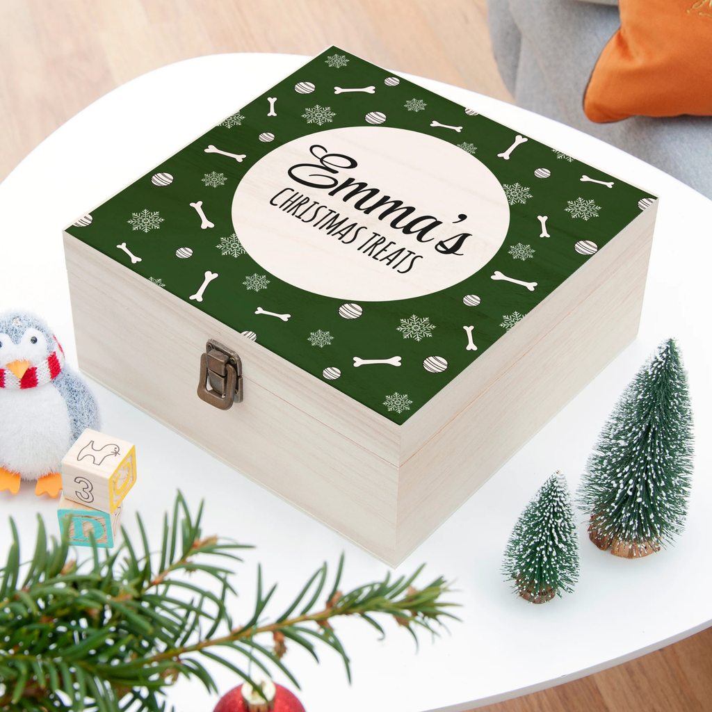 Personalised Dog Christmas Treats Wooden Box