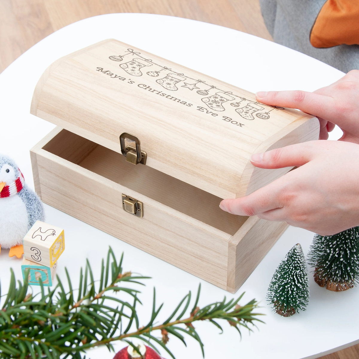 Personalised Christmas Stockings Keepsake Chest