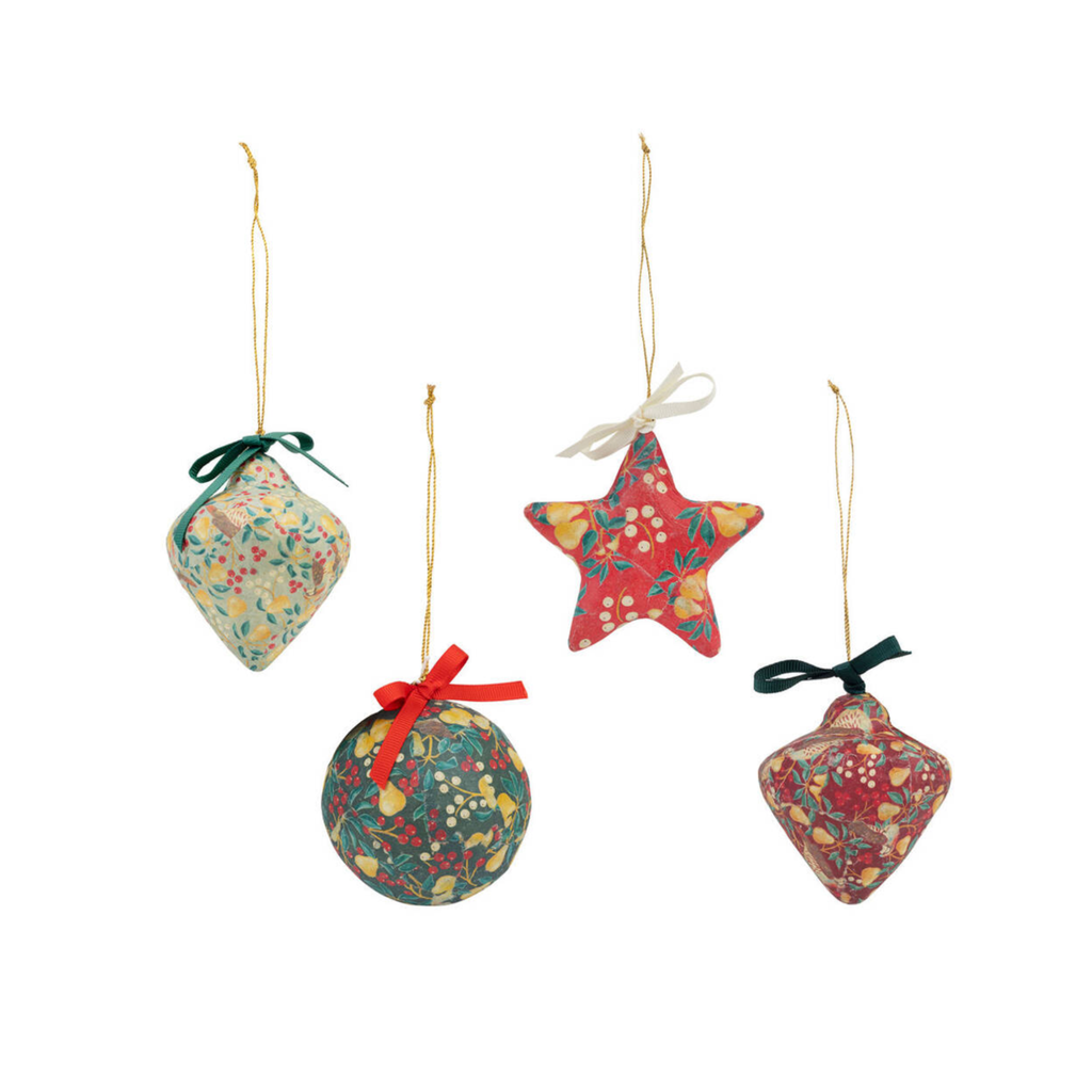 Set Of 4 Partridge Christmas Tree Decorations
