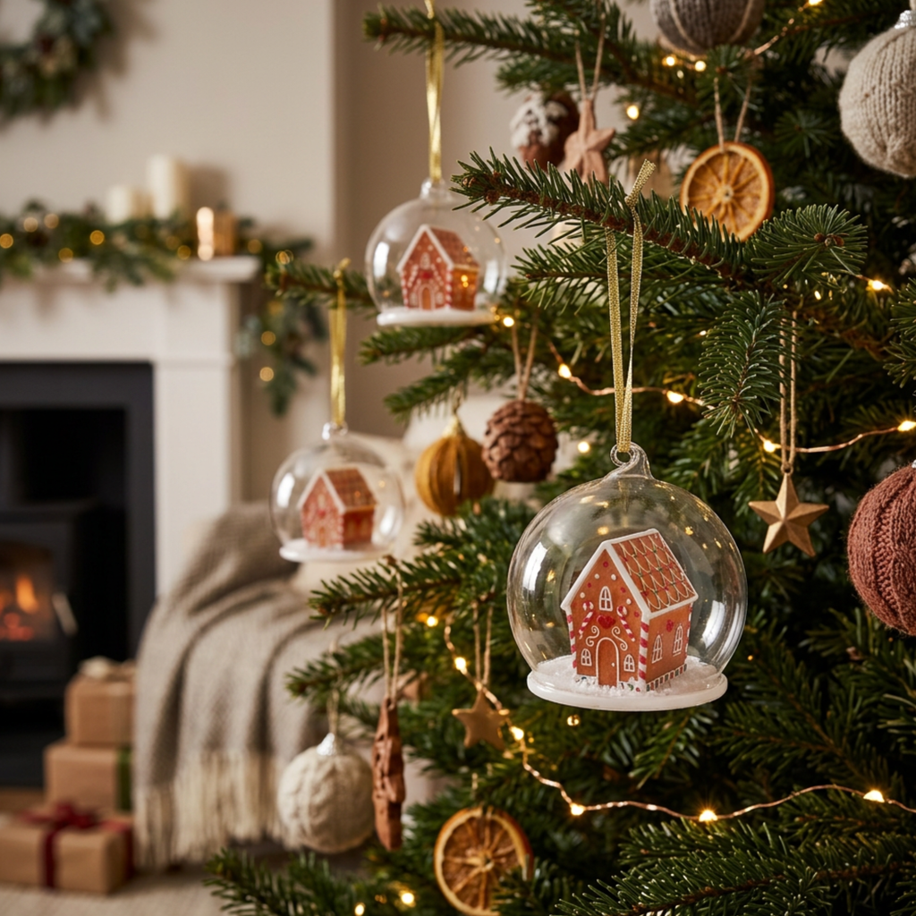 Personalised Gingerbread House Dome Christmas Bauble