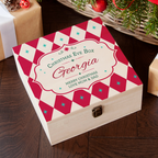 Personalised Harlequin Diamond Pattern Christmas Eve Box