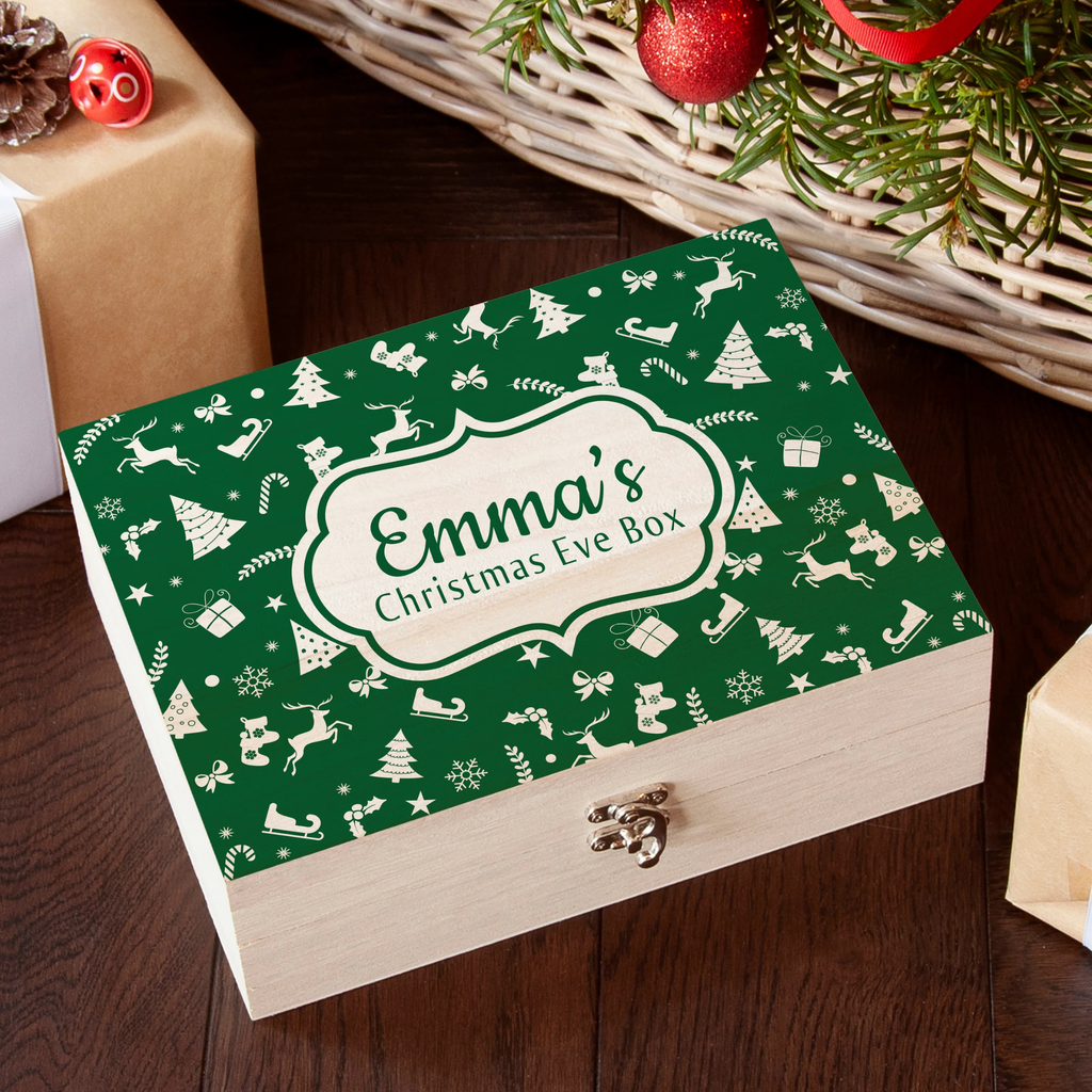 Personalised Festive Pattern Christmas Eve Box