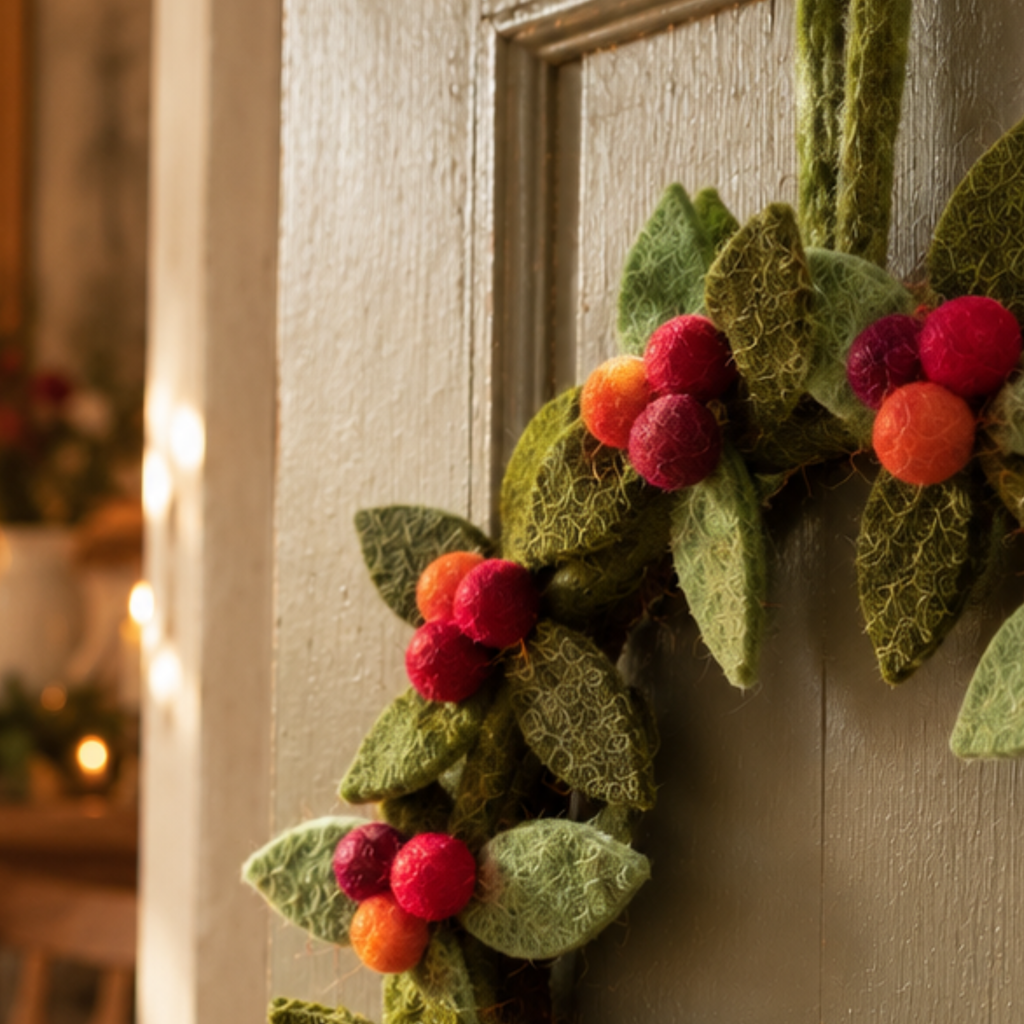 Handmade Felt Christmas Berry Wreath