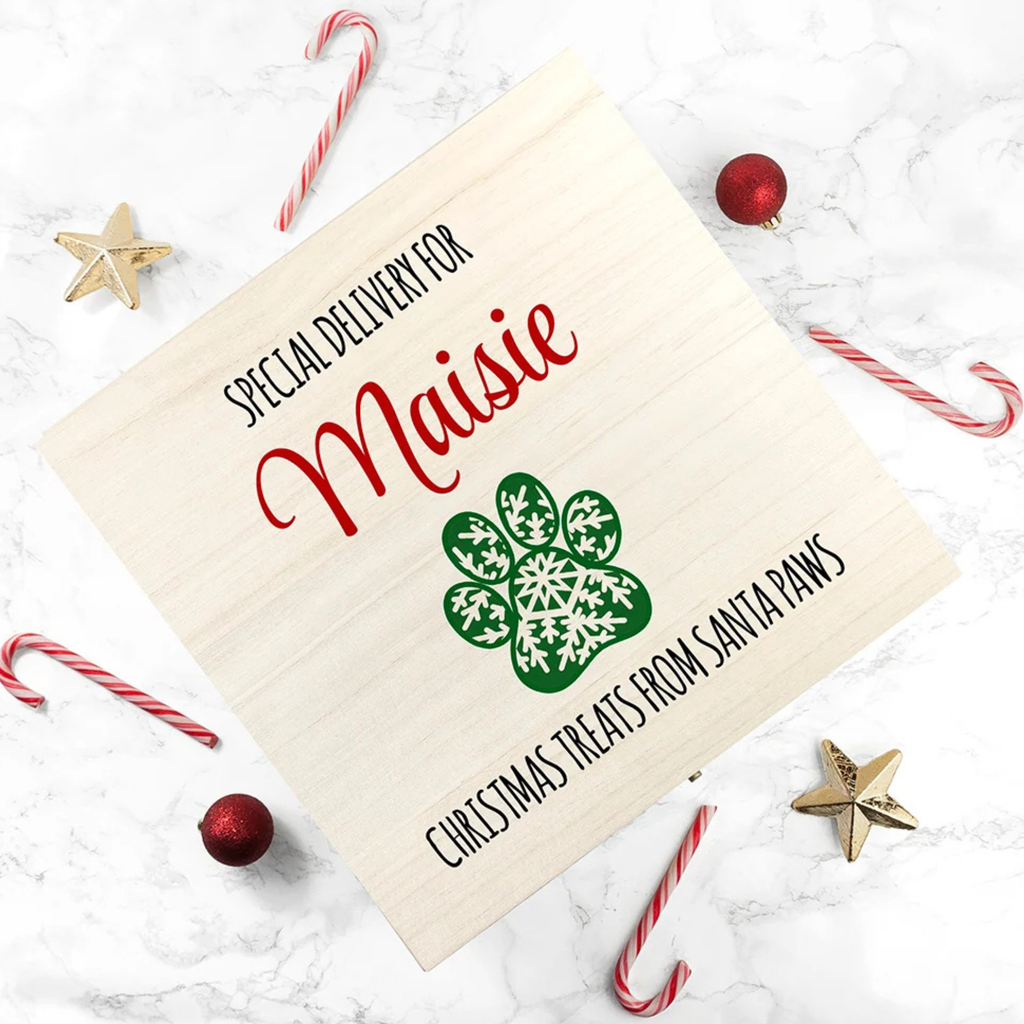 Personalised Pet Paw Christmas Treats Box