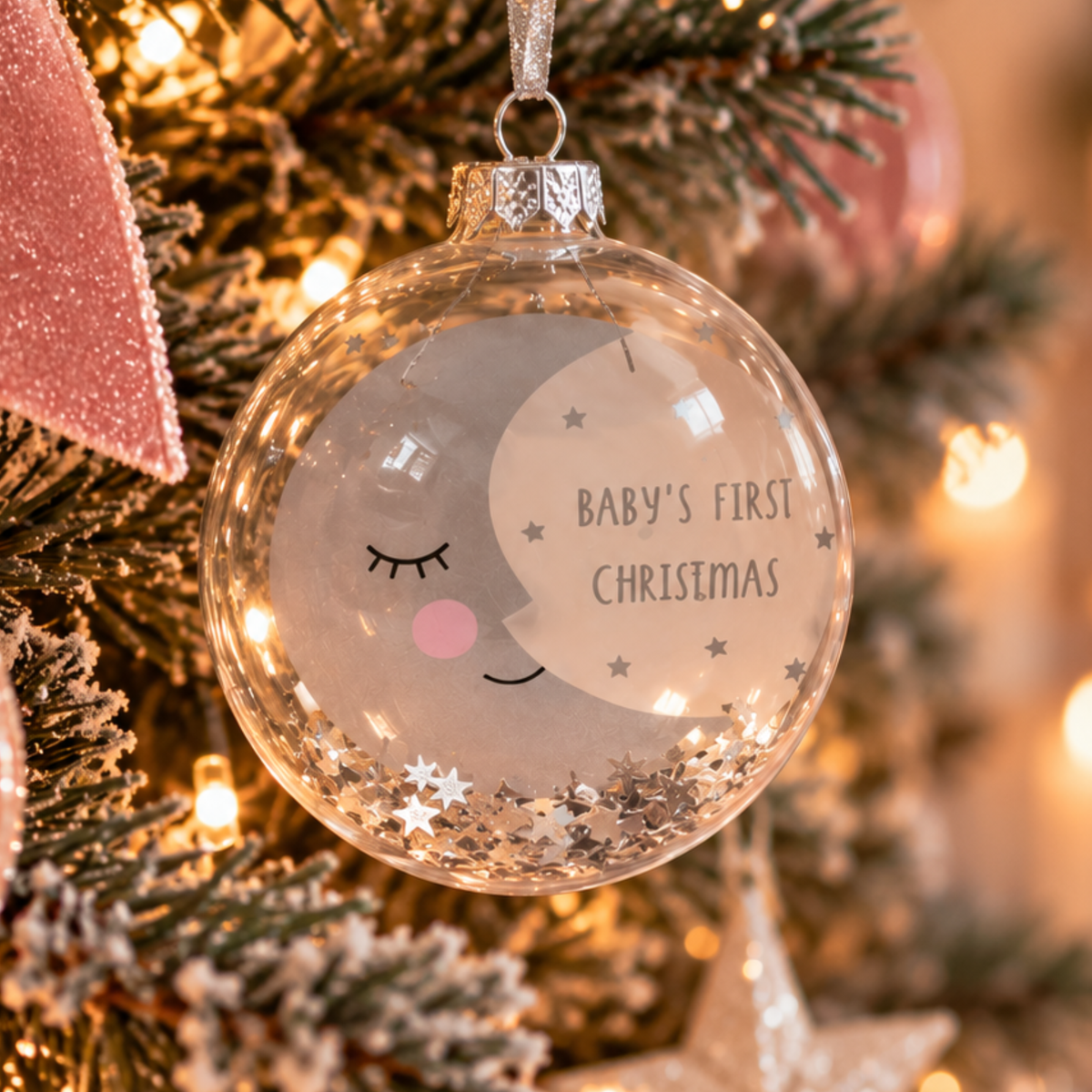 Baby's First Christmas Moon and Stars Bauble