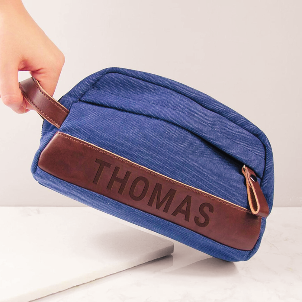 Personalised Denim Wash Bag for Him