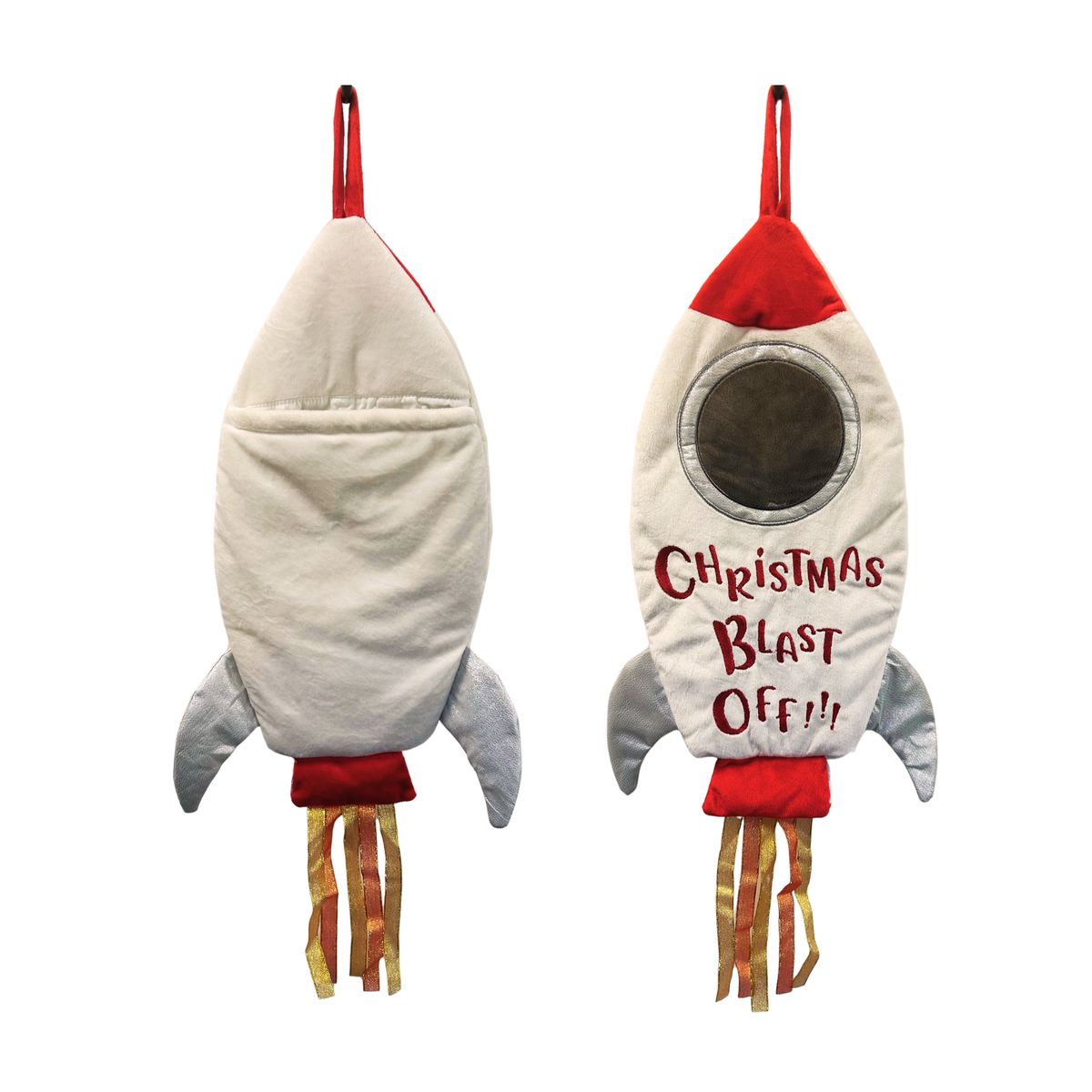 Personalised Blast Off Rocket Christmas Stocking