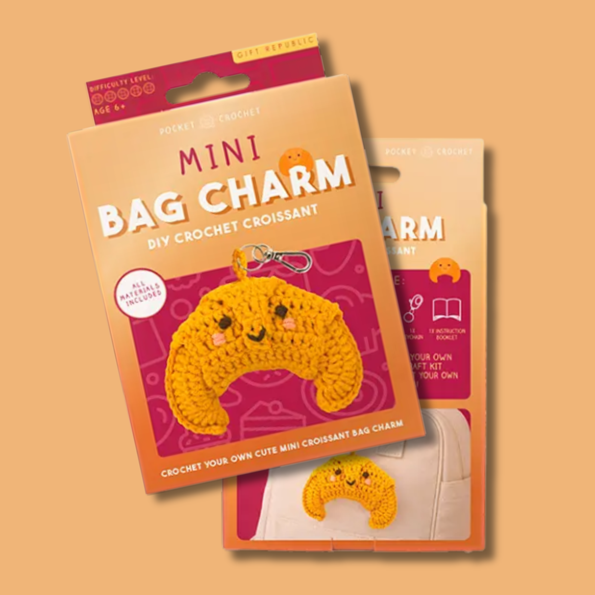 Mini Croissant DIY Crochet Bag Charm Kit