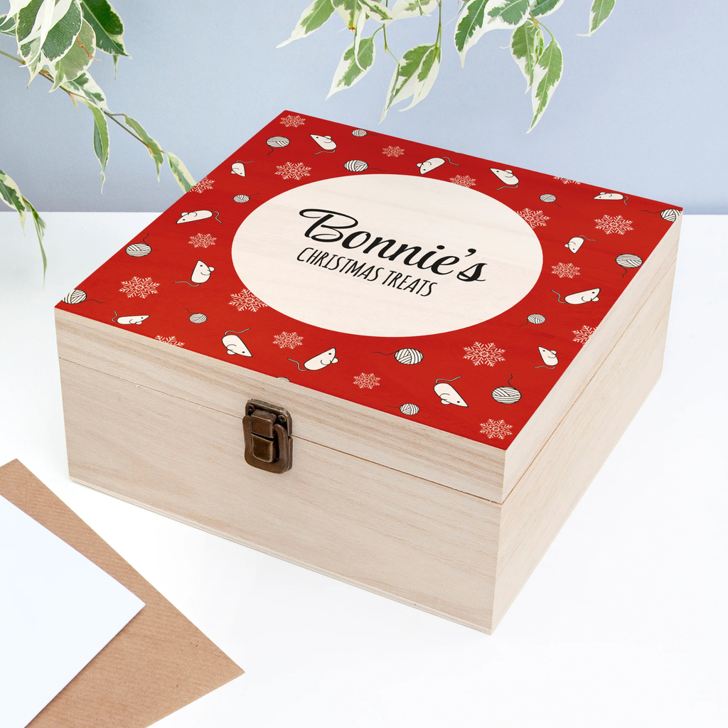 Personalised Cat Treats Christmas Box